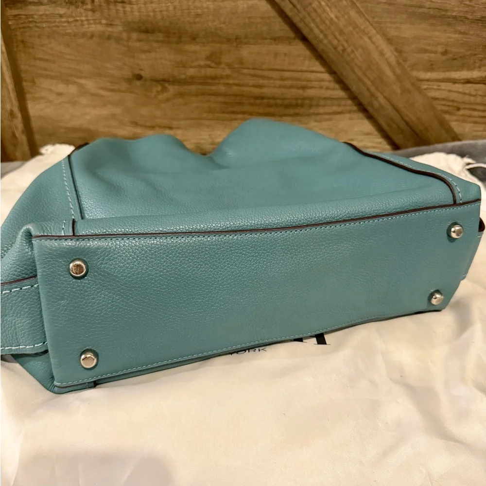 Coach Pebble Leather Shoulder Bag in Teal Blue - Picture 9 of 11
